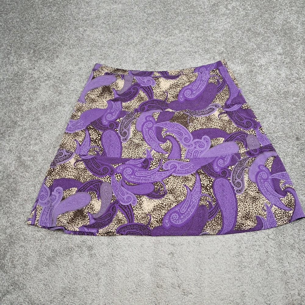 Jaclyn Smith Womens XXL Purple Paisley A-Line Skirt Stretch Plus Size 7869